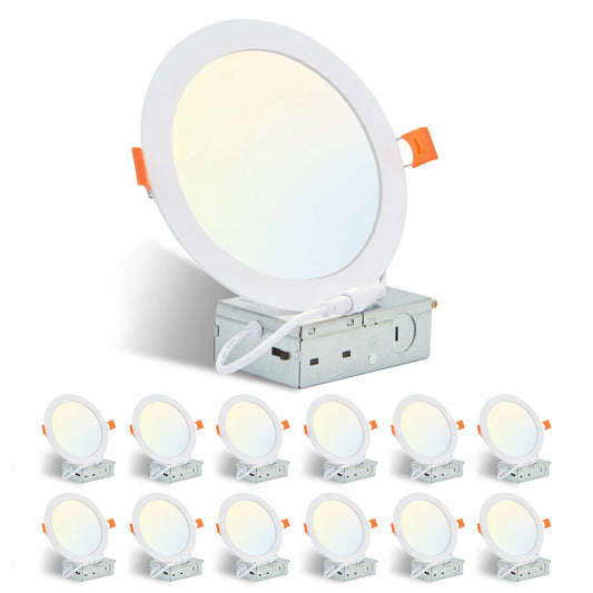 ARLGSITE 12Pack LED Recessed Lights Junction Box Adjustable Dimmable