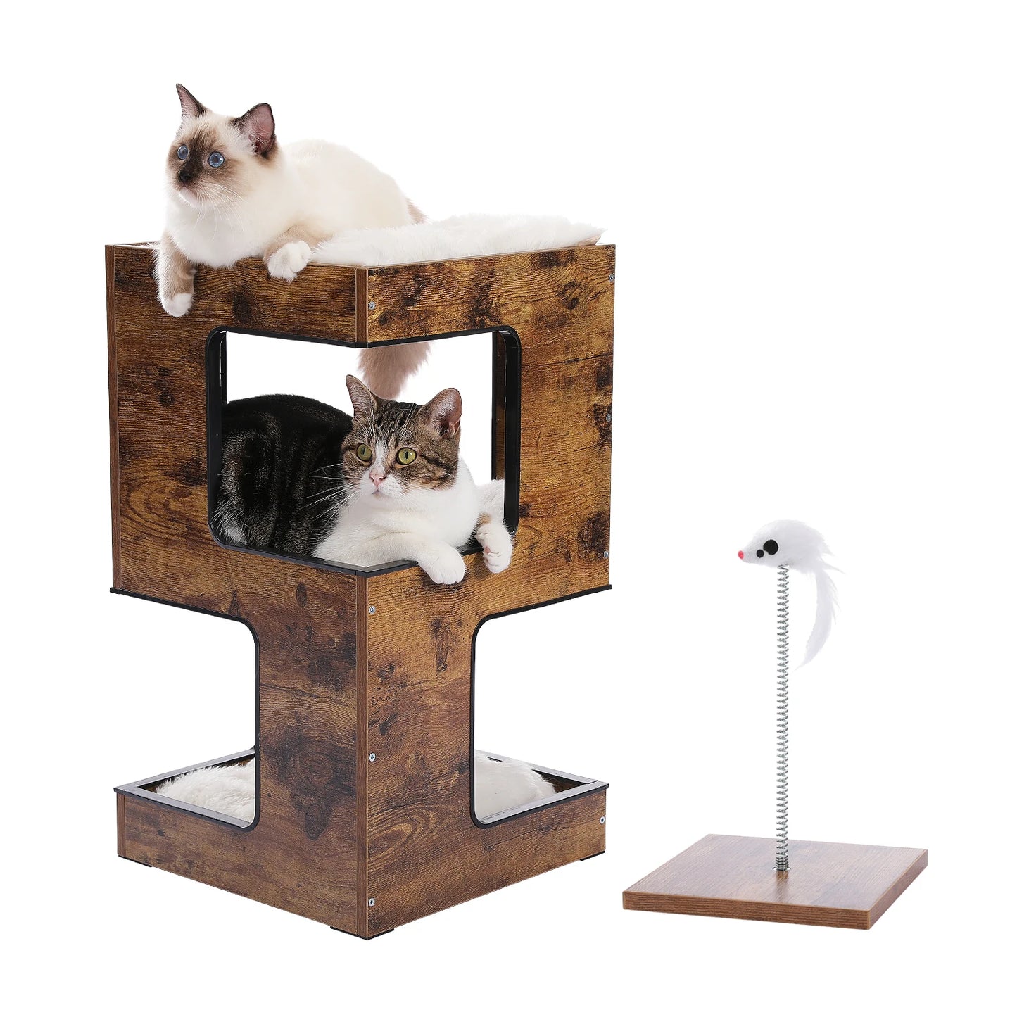 PAWZ Road Wood Cat Condo House With Scratching Pad