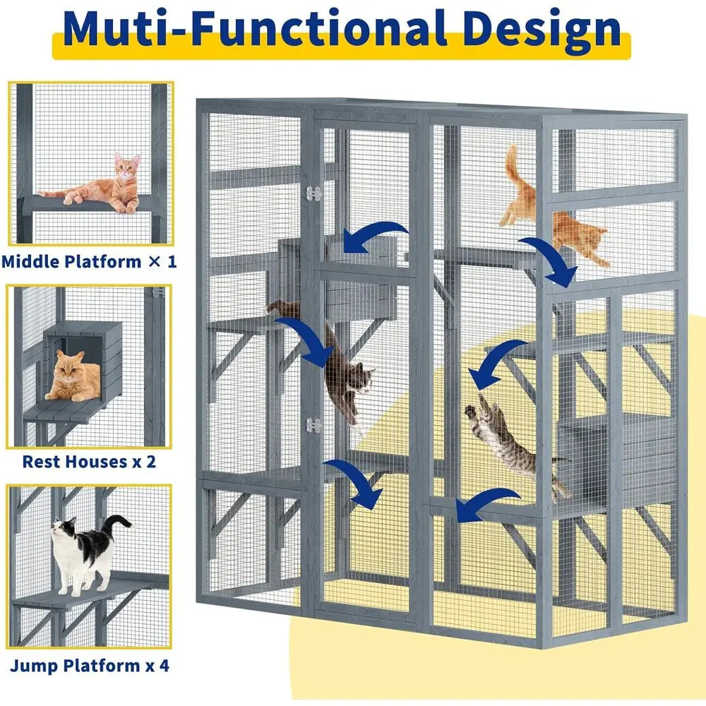 Catio Outdoor Cat Enclosure With 7 Platforms Waterproof UV Protected
