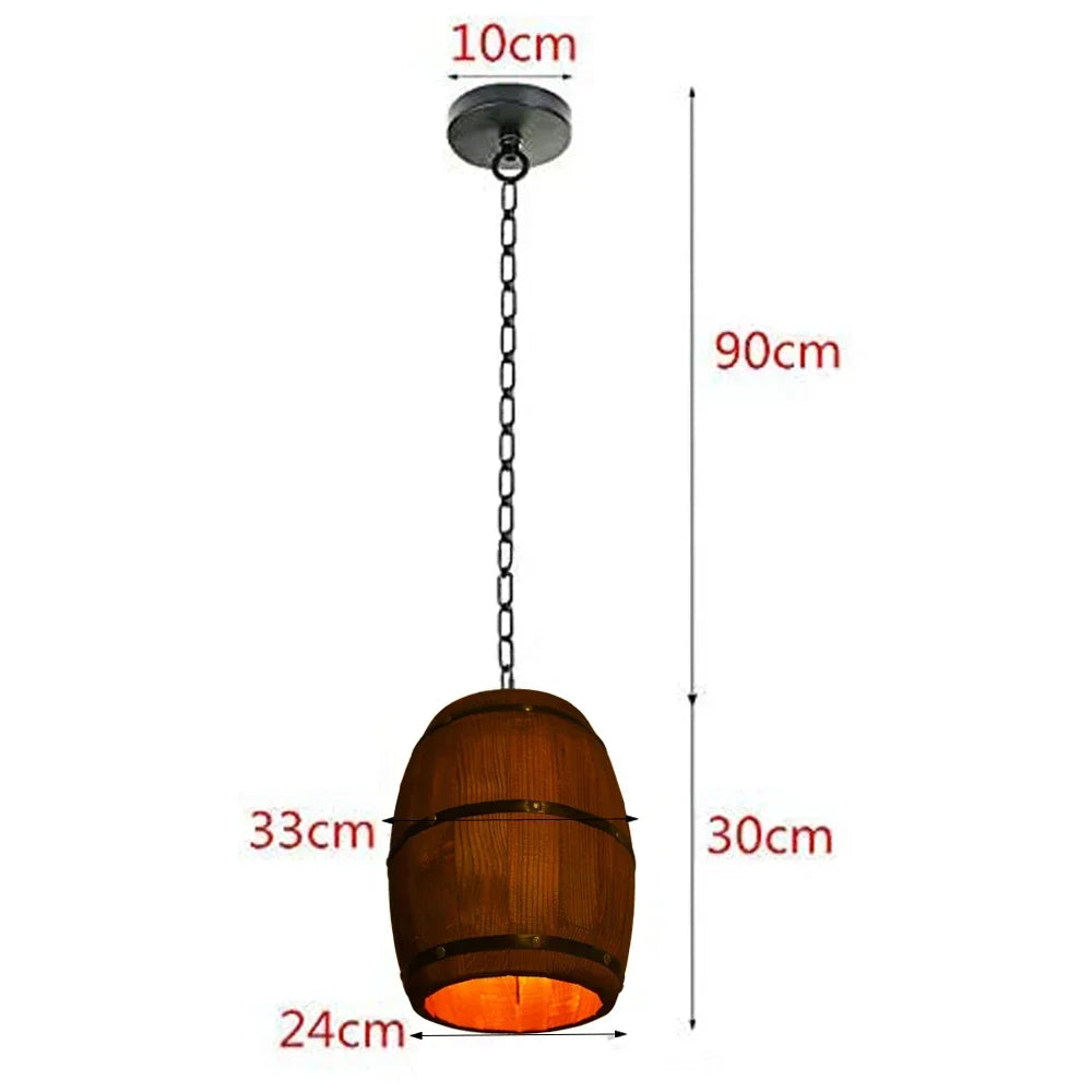 Antique Wood Wine Barrel Pendant Lamp Industrial Rustic Lighting
