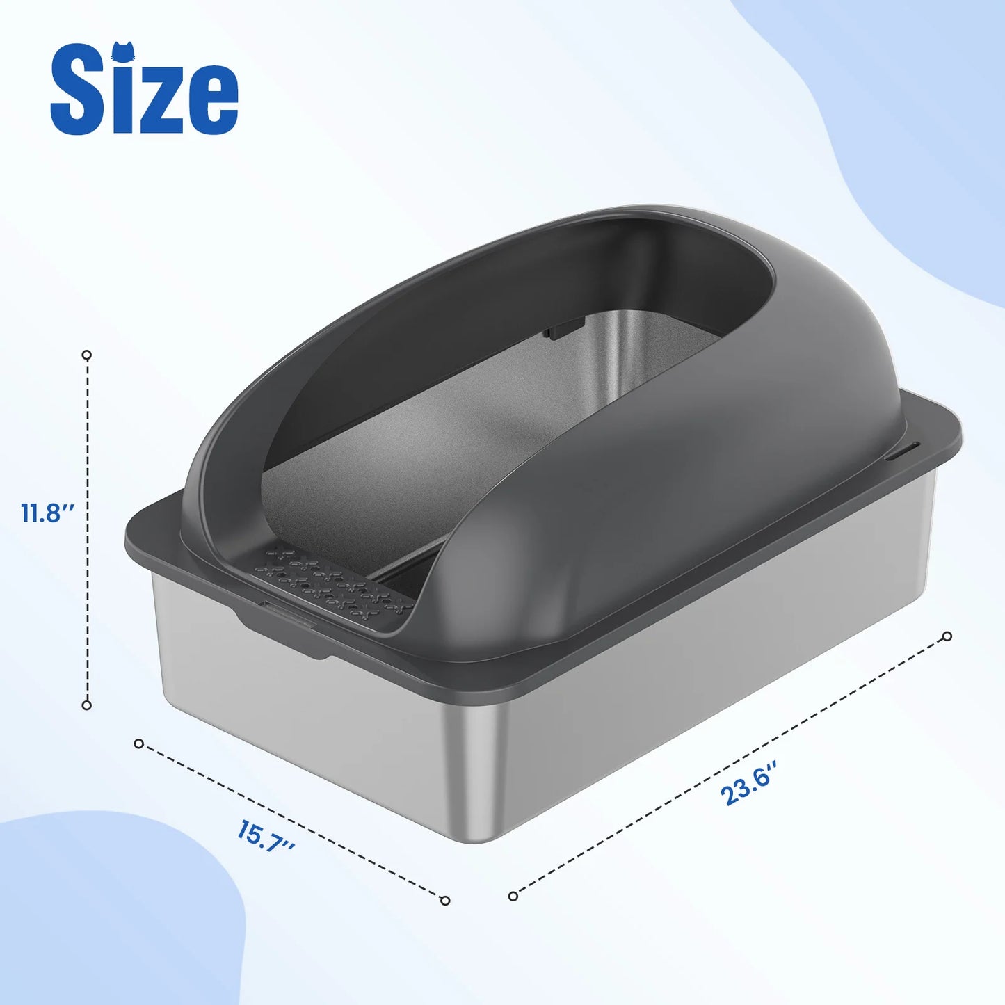 Stainless Steel Cat Litter Box With Lid For Large Cats Scoop And Mat Included