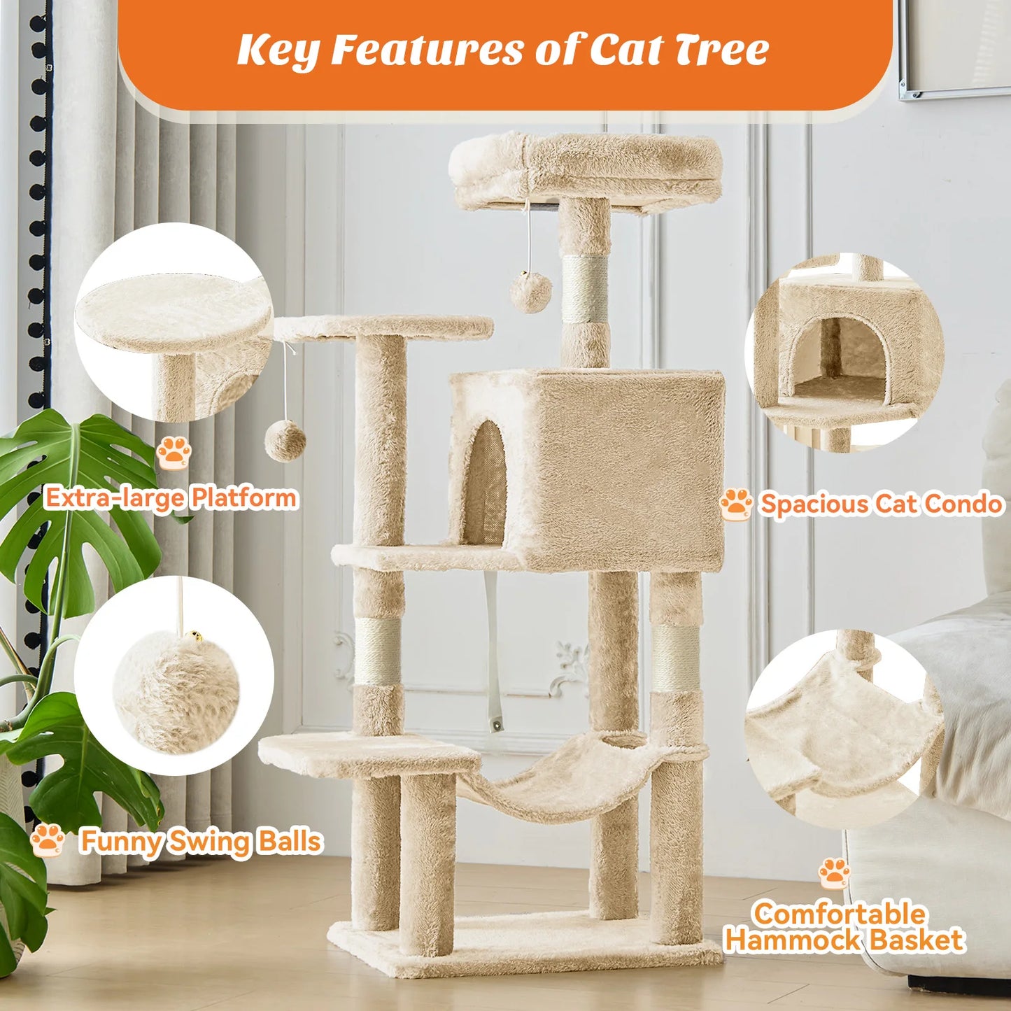MCQ Cat Tree Tower Four Tier With Natural Sisal Posts