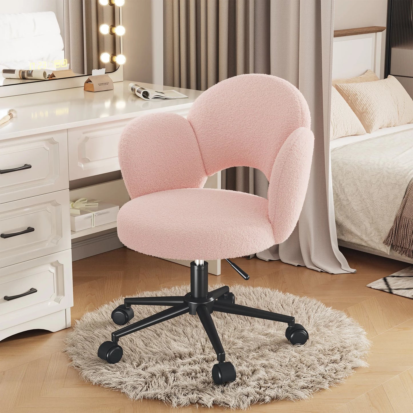 EnHomee Petal Vanity Chair Height Adjustable Desk Chair With Wheels