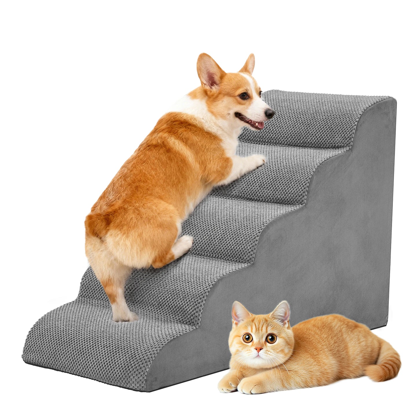 HighDensityFoam Dog Stairs Ramp 3 To 5 Steps Curved NonSlip