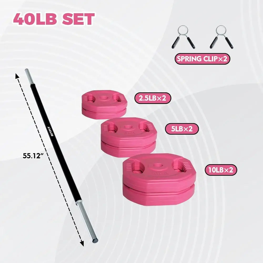 Barbell And Rubber Weight Plate Set For Home Gym Strength