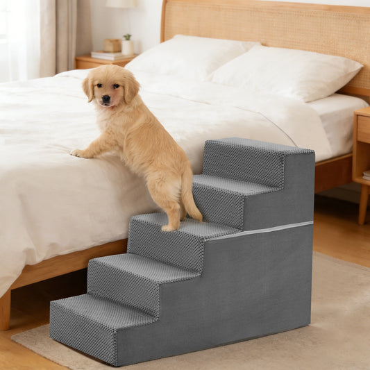Right Angled Foam Dog Stairs 3 To 5 Step Non Slip Indoor Ramp