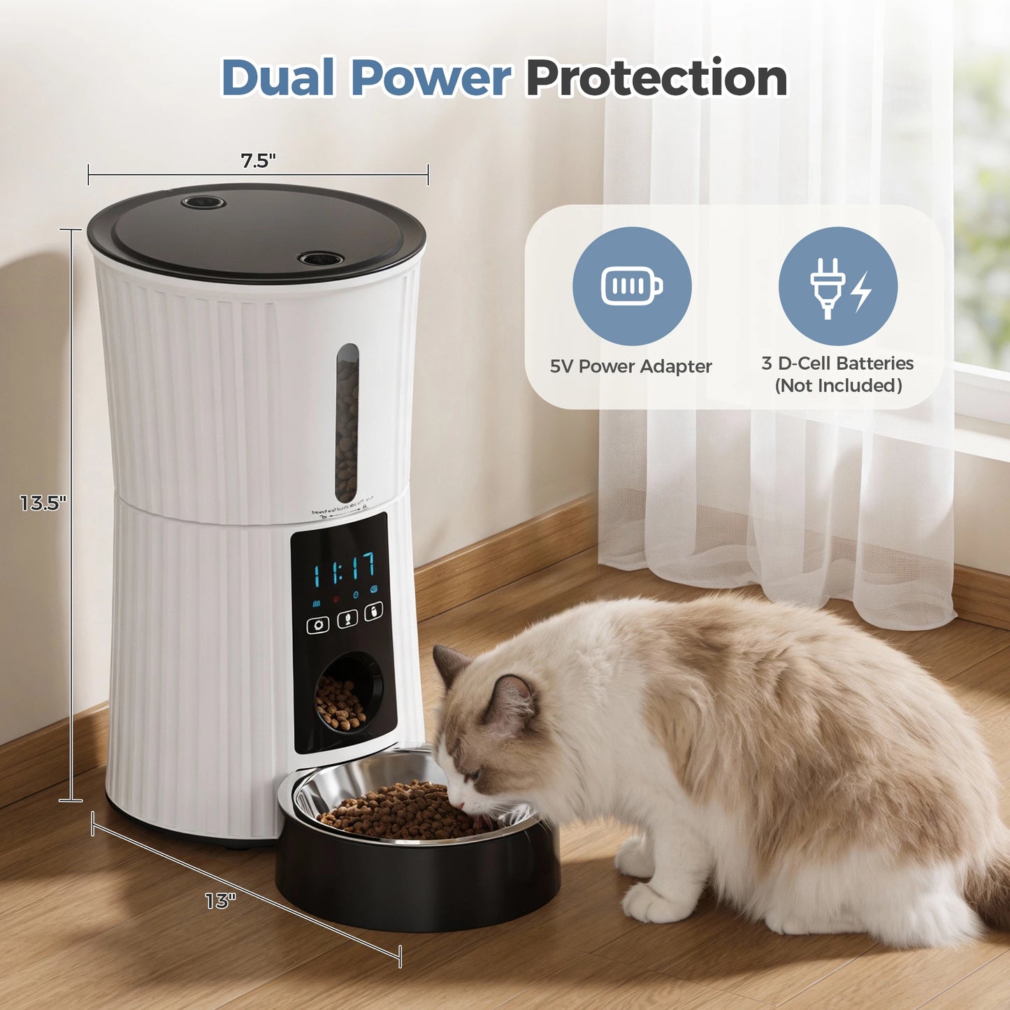 JHK Automatic Cat Feeder With WiFi Timed App Control