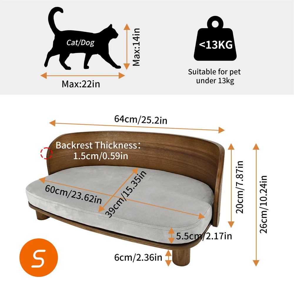 BORWART CN Wooden Elevated Pet Sofa For Dogs With Cushion