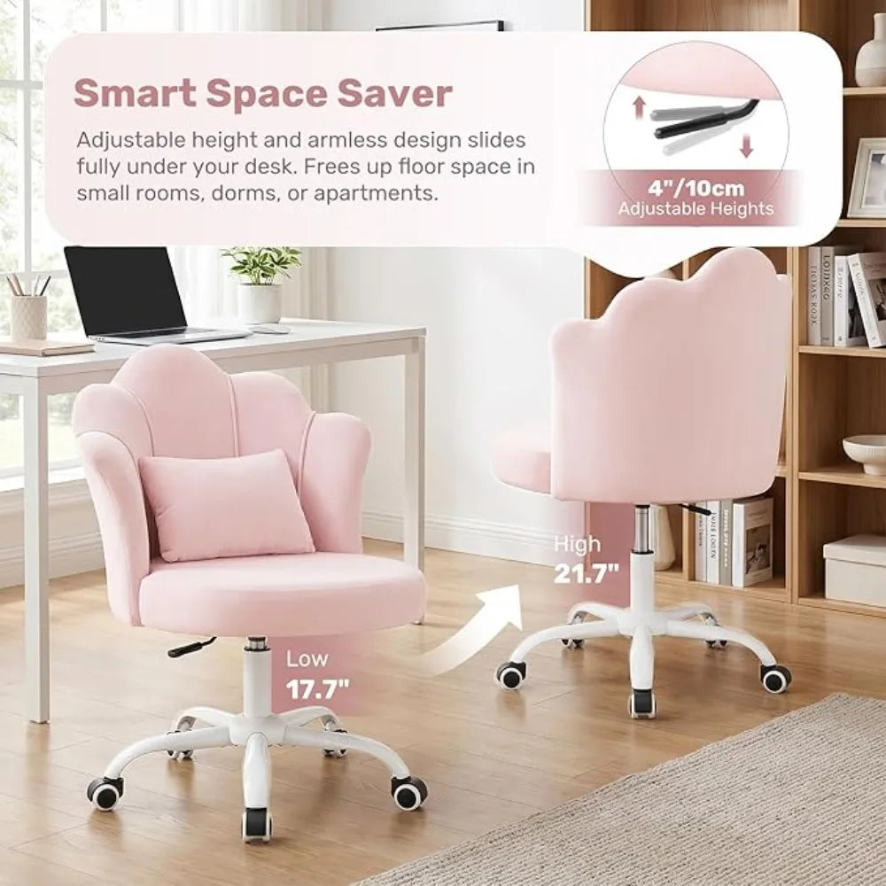 Petal Vanity Chair With Wheels Adjustable Swivel Makeup Chair