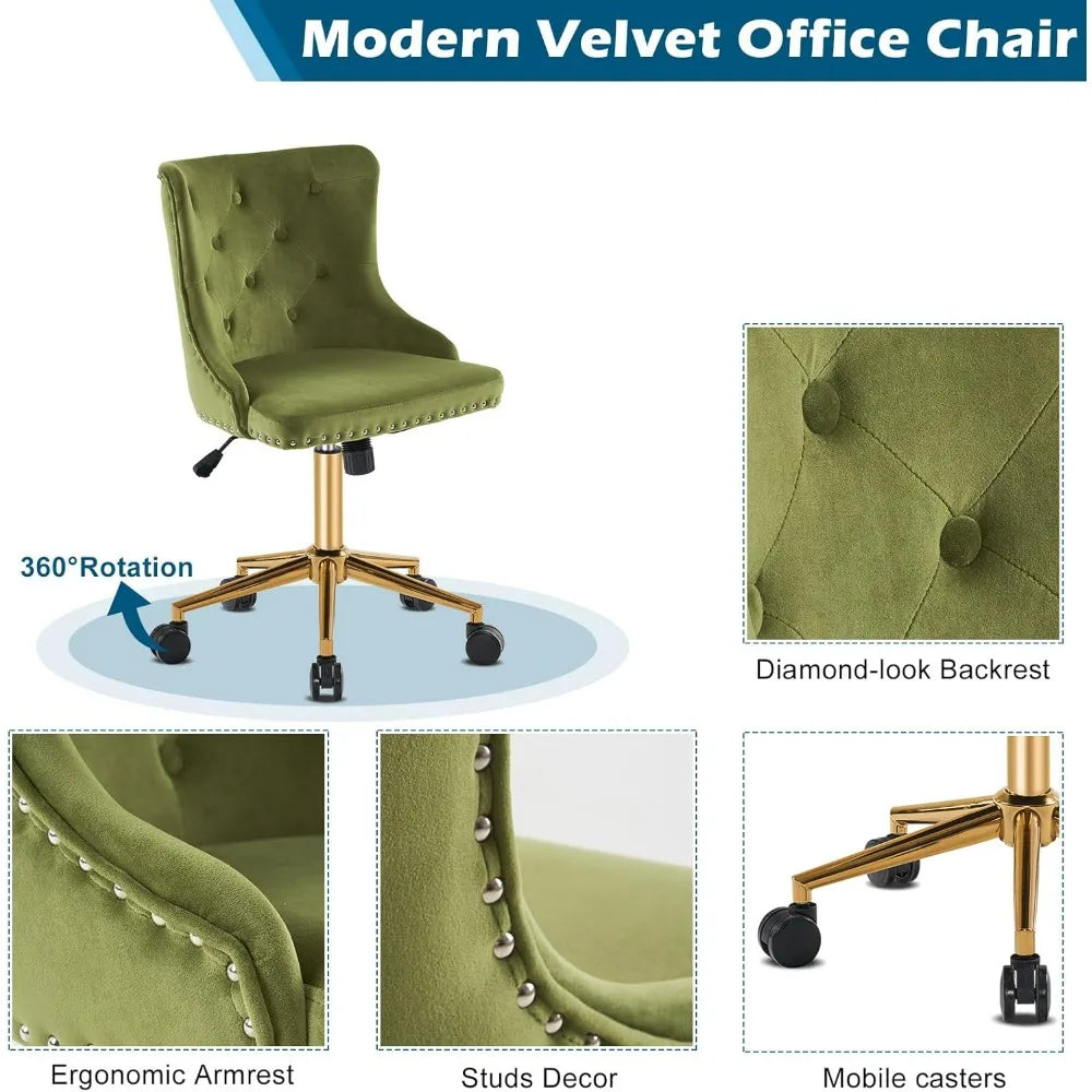 VINGLI Velvet Office Desk Chair Armless Vanity