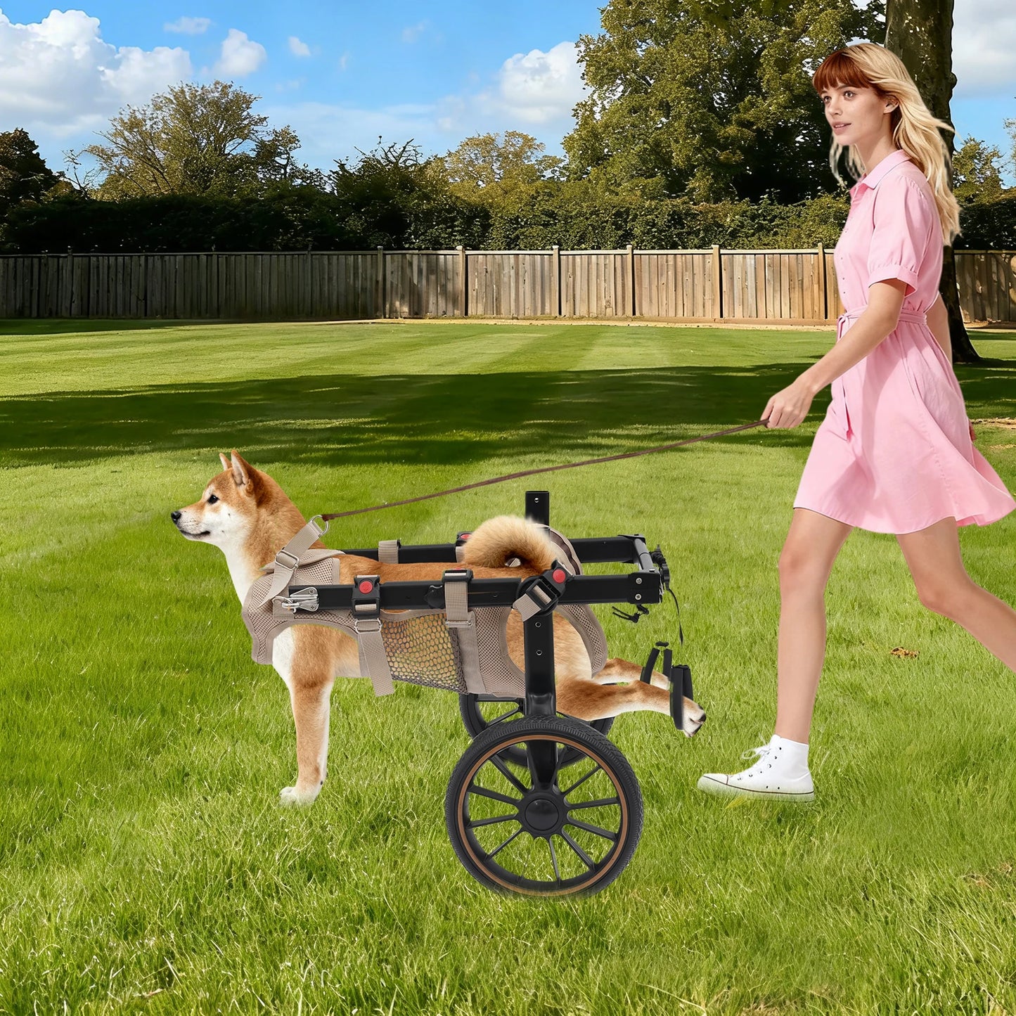 Bymaocar Adjustable Aluminum 2 Wheel Dog Wheelchair Up To 65kg