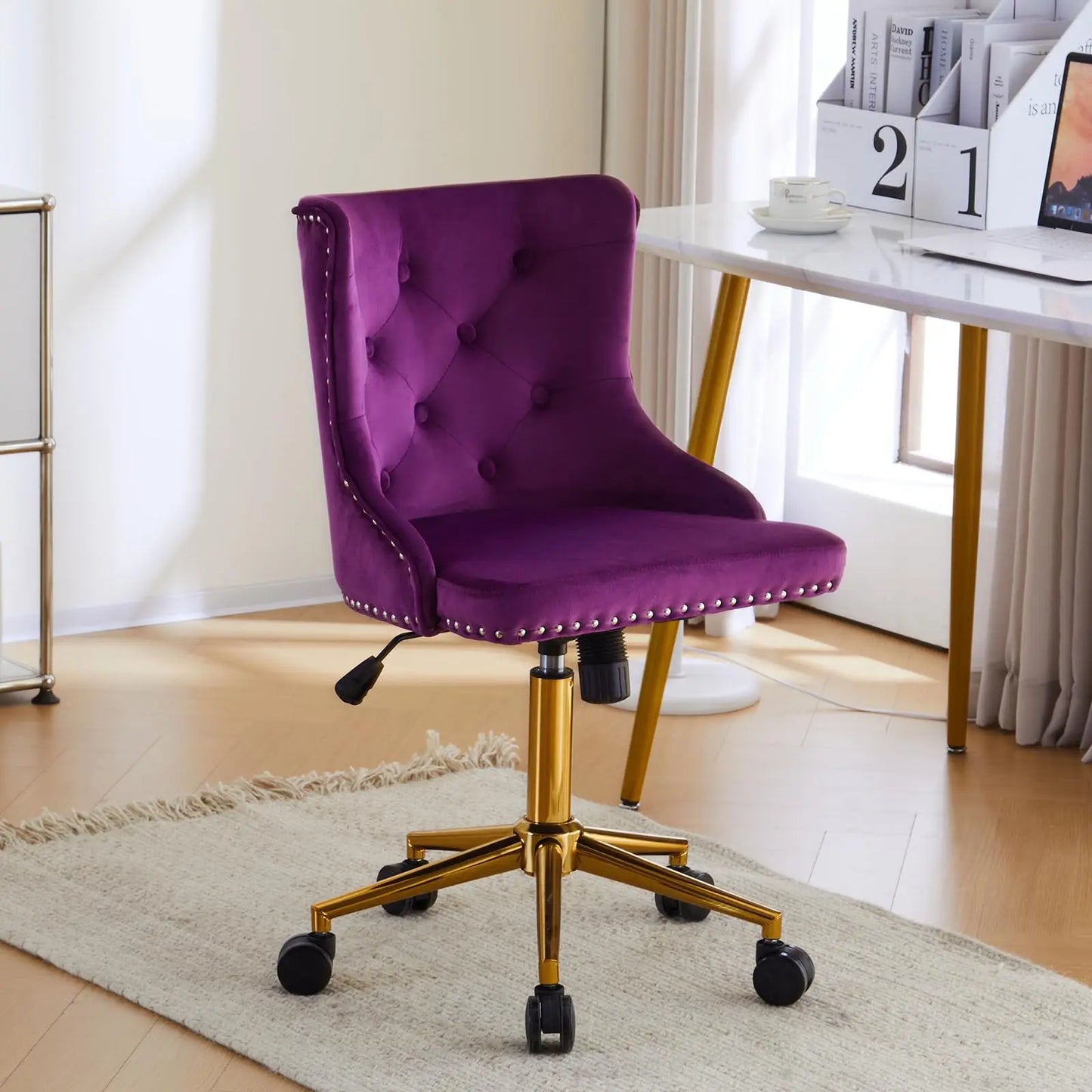 VINGLI Velvet Office Desk Chair Armless Vanity