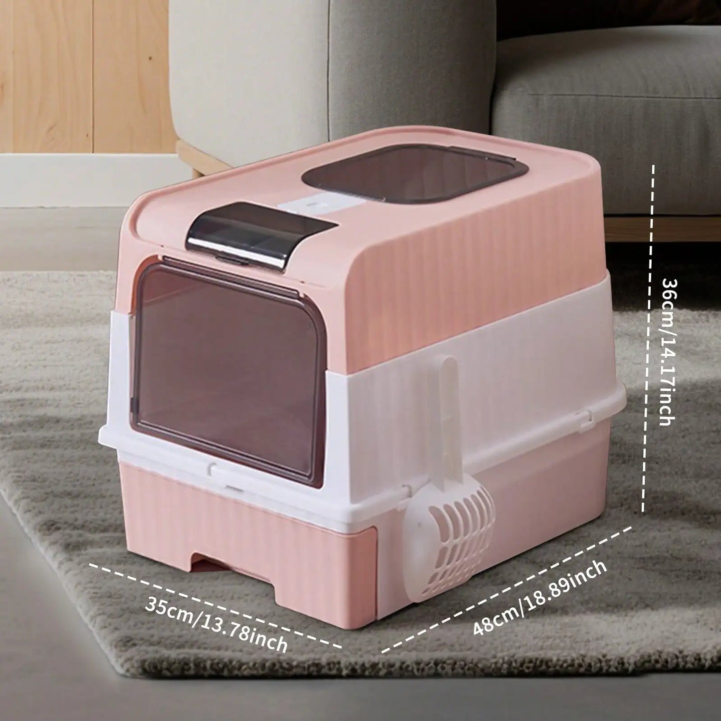 Enclosed Litter Tray - Sifting Scoop Kit, Pet Hygiene Box, Easy Clean Cat Accessories |   Apartment Bedroom Bathroom Living Room For Apartment Bedroom Bathroom Living Room