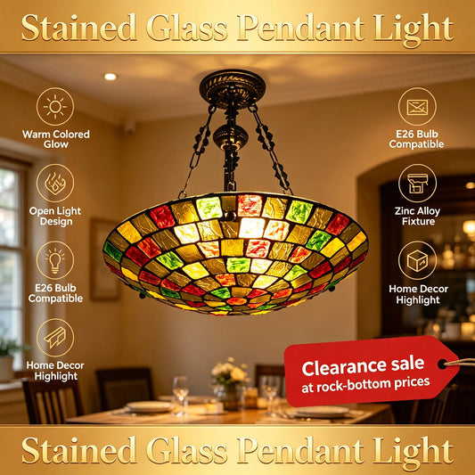 Tiffany Style Stained Glass Pendant Light 5-Light Fixture