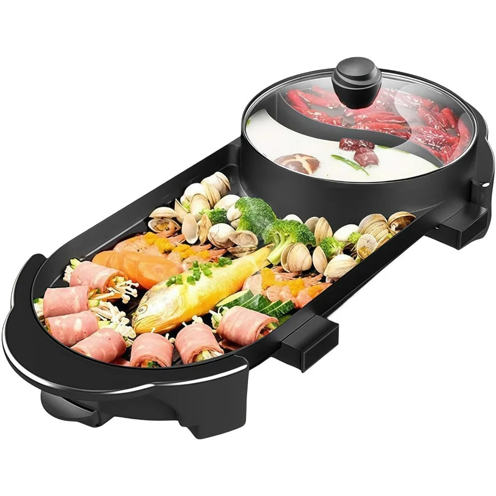 Hot Pot With Grill Electric Indoor Shabu Shabu Combo