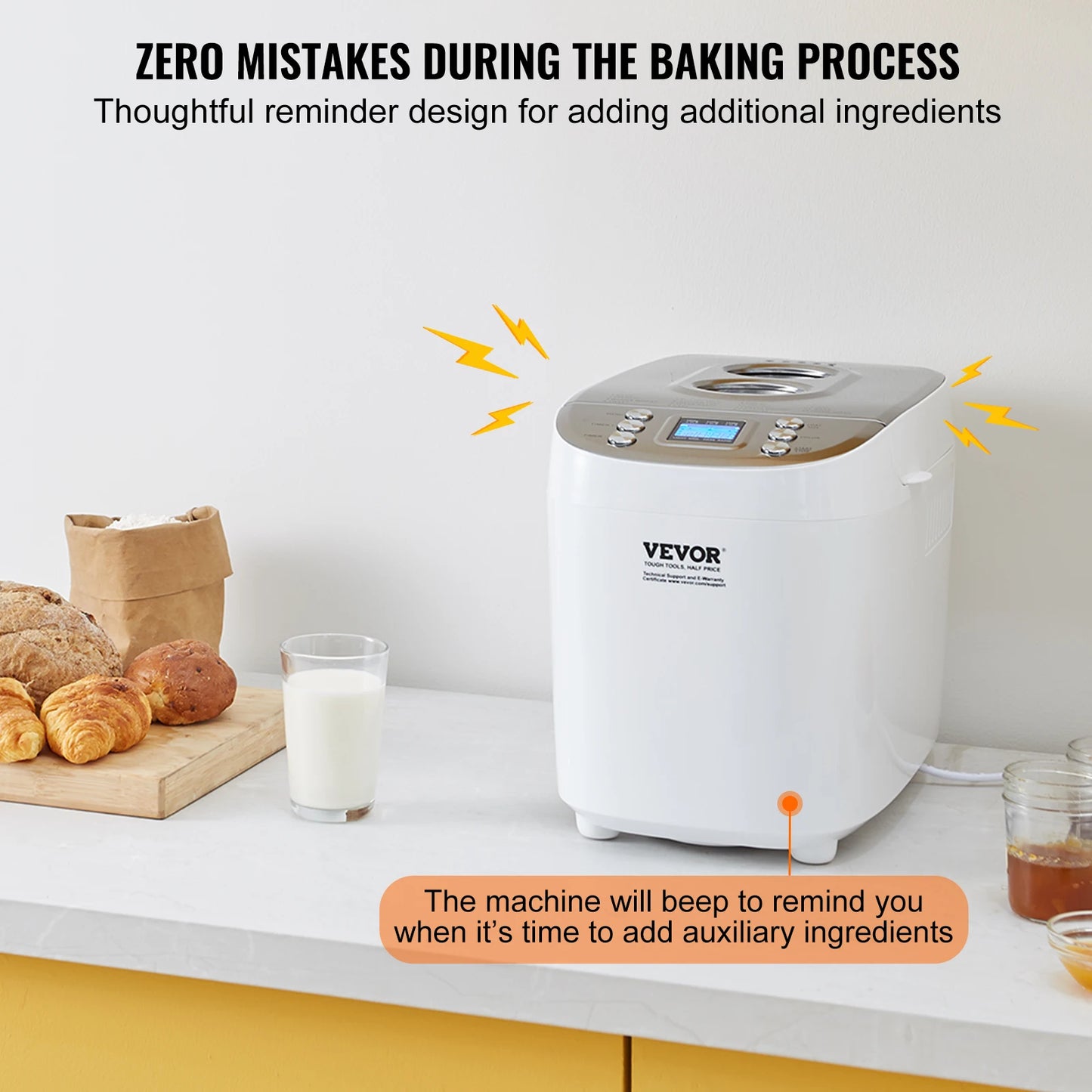 SucceBuy 15-In-1 Bread Maker With Gluten Free Setting Programmable Dough