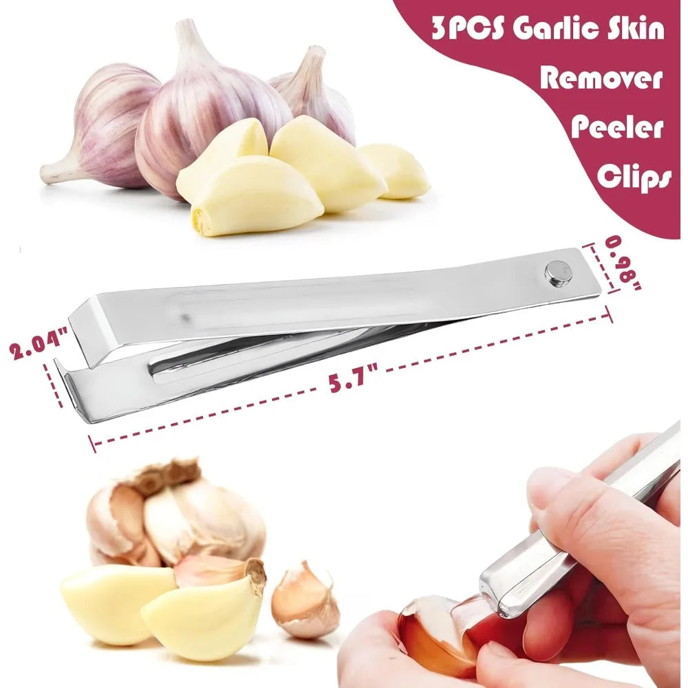 Stainless Steel Garlic Peelers 3 Pack For Easy Skin Removal