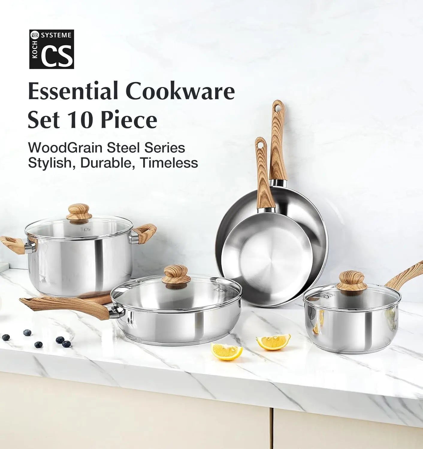 Stainless Steel Cookware Set 18 10 With Cool Touch Handles