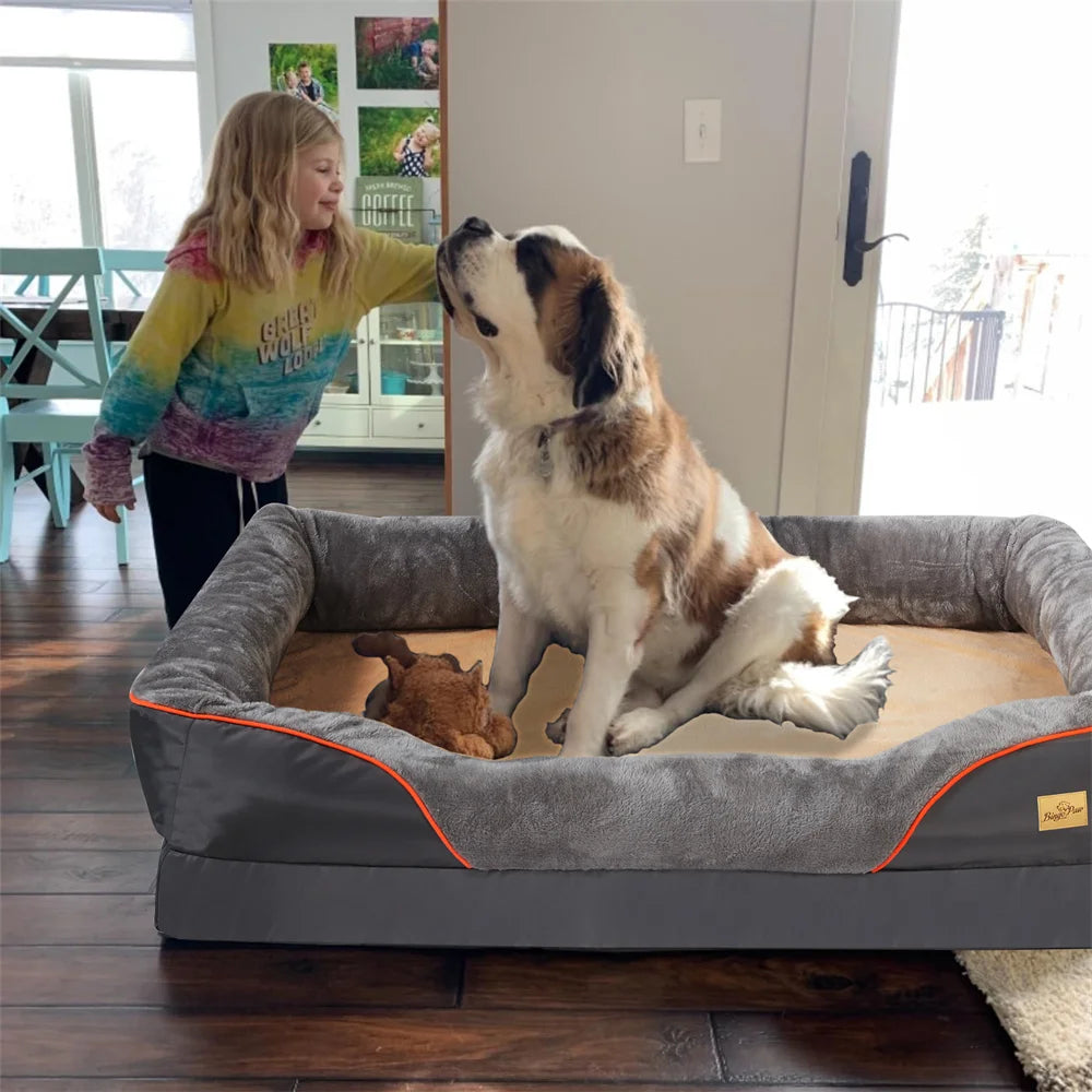 BORWARTCN Jumbo Orthopedic Dog Bed Memory Foam Sofa Couch Waterproof