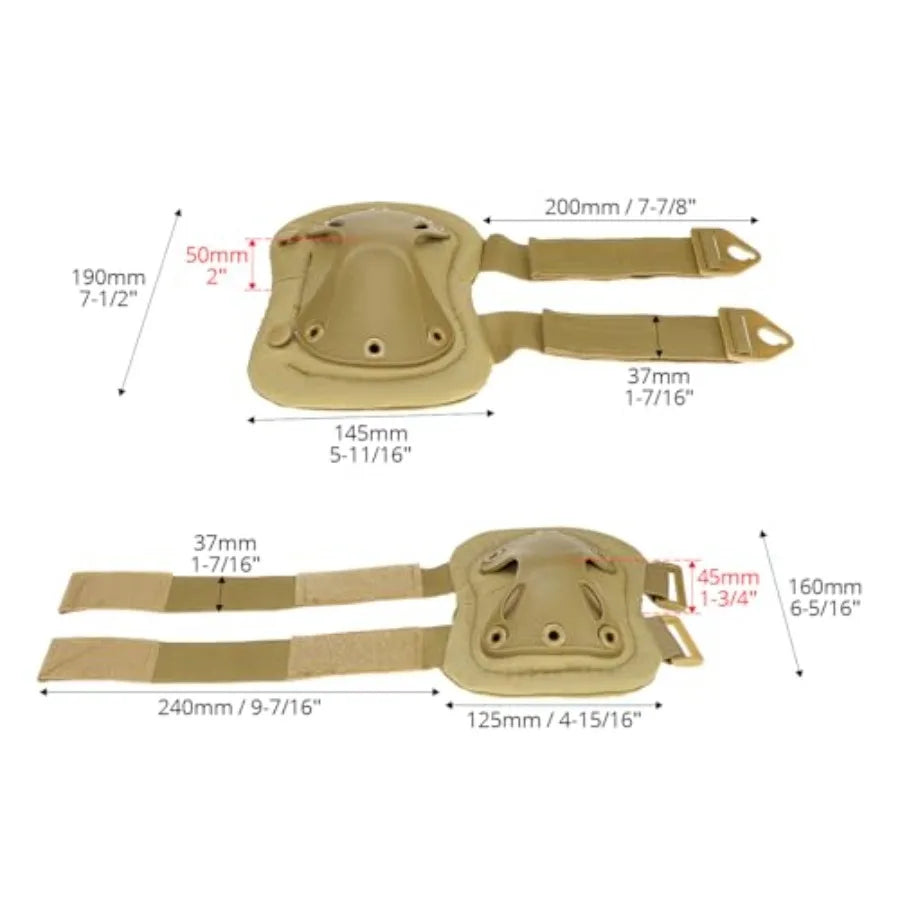 Knee And Elbow Protective Pads Set For Outdoor Paintball Skateboarding