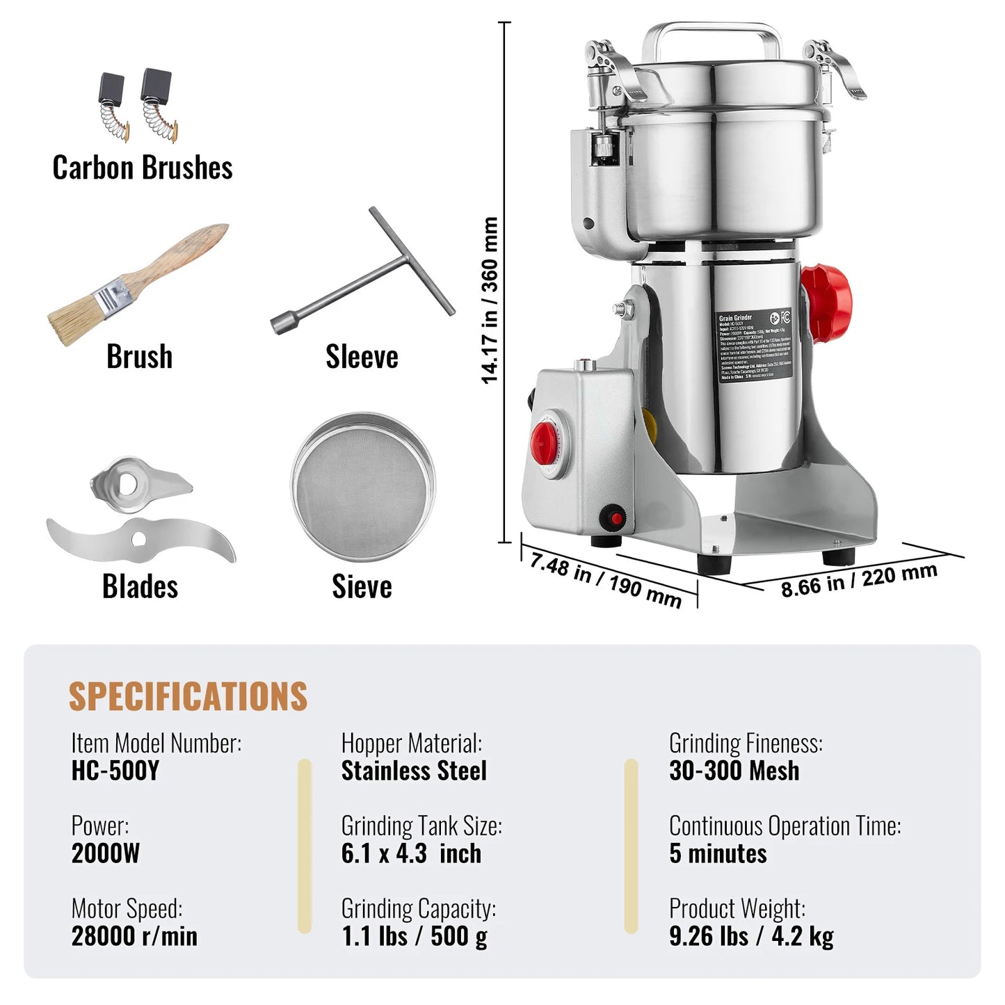 SucceBuy Electric Grain Mill Grinder For Dry Herbs And Spices