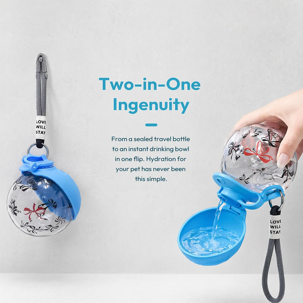 2-In-1 Portable Dog Water Bottle With Lanyard Hook