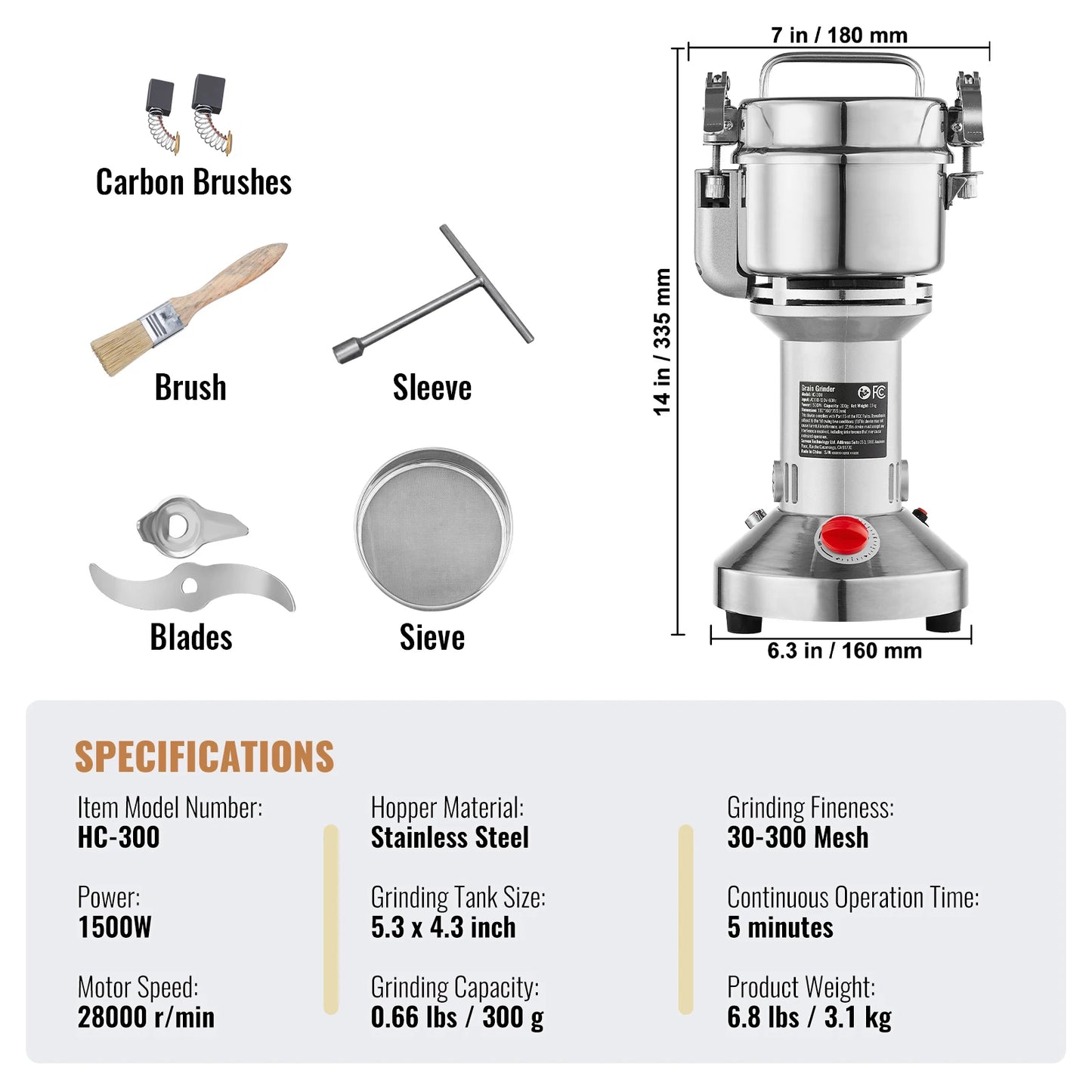 SucceBuy Electric Grain Mill Grinder For Dry Herbs And Spices