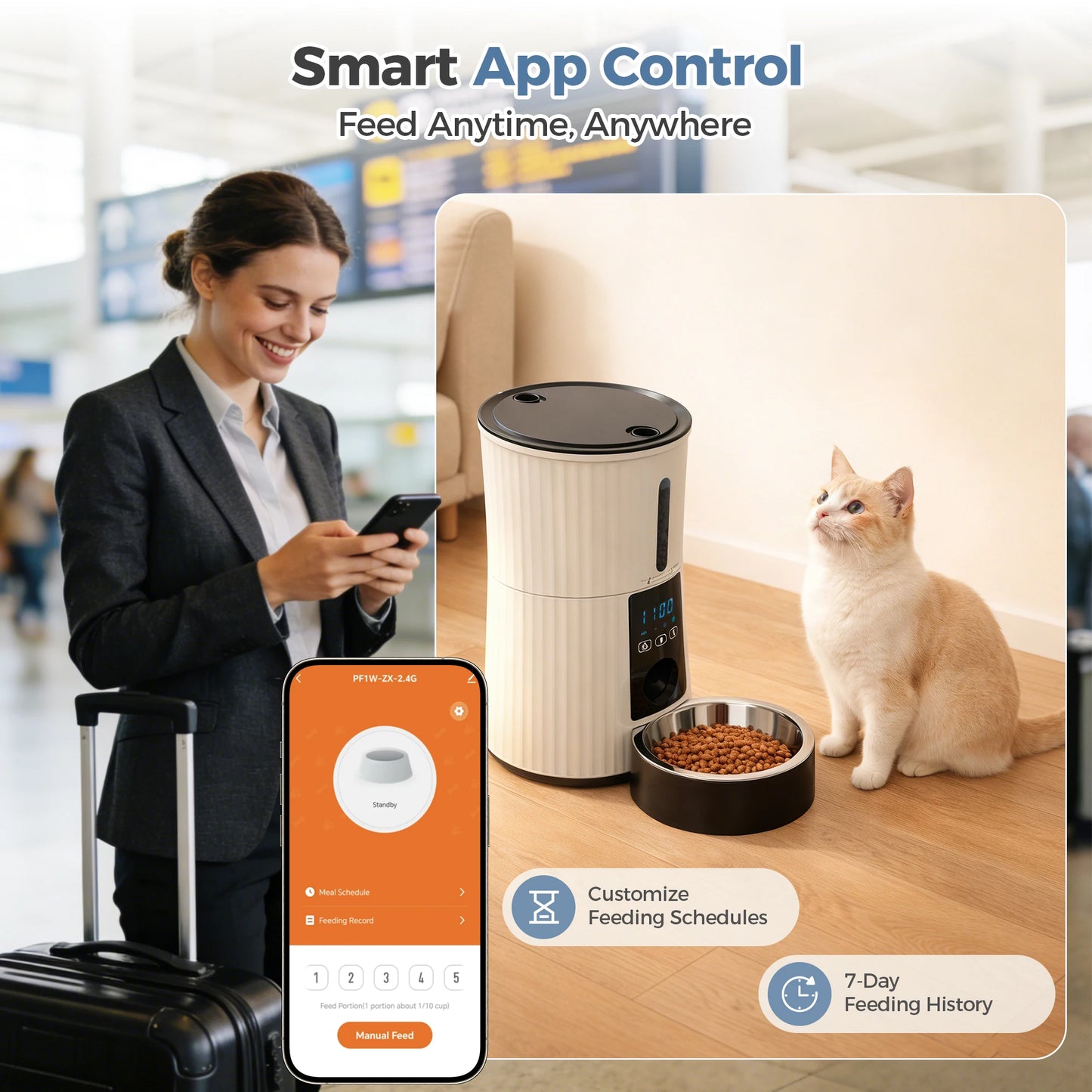 JHK Automatic Cat Feeder With WiFi Timed App Control