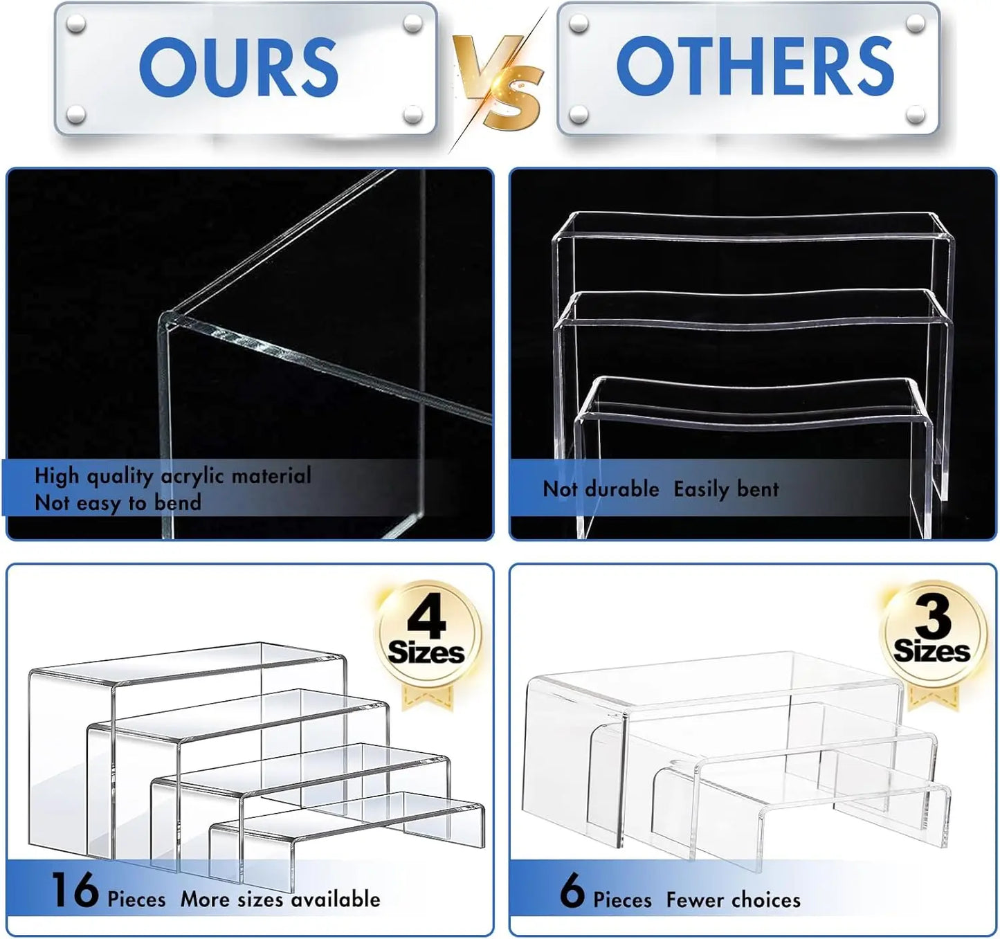 Acrylic Display Risers Set 16 Piece For Decor Cupcakes Shoes