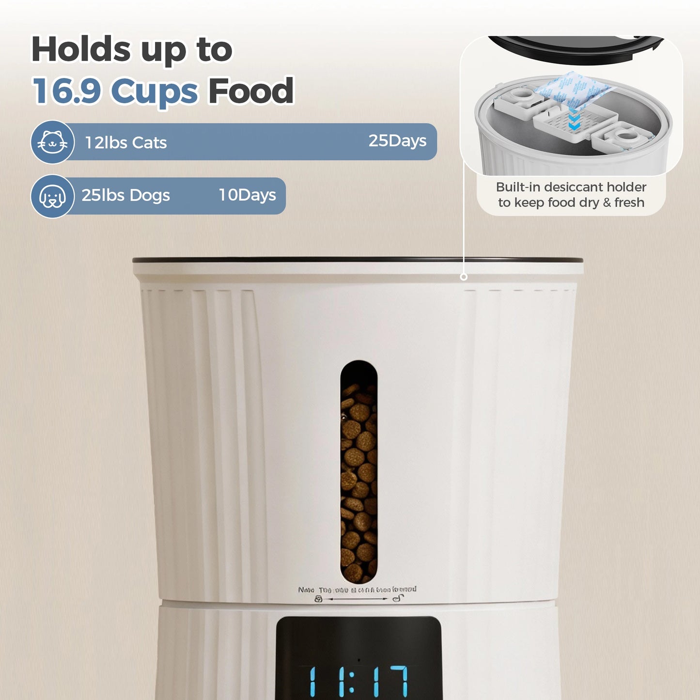 JHK Automatic Cat Feeder With WiFi Timed App Control