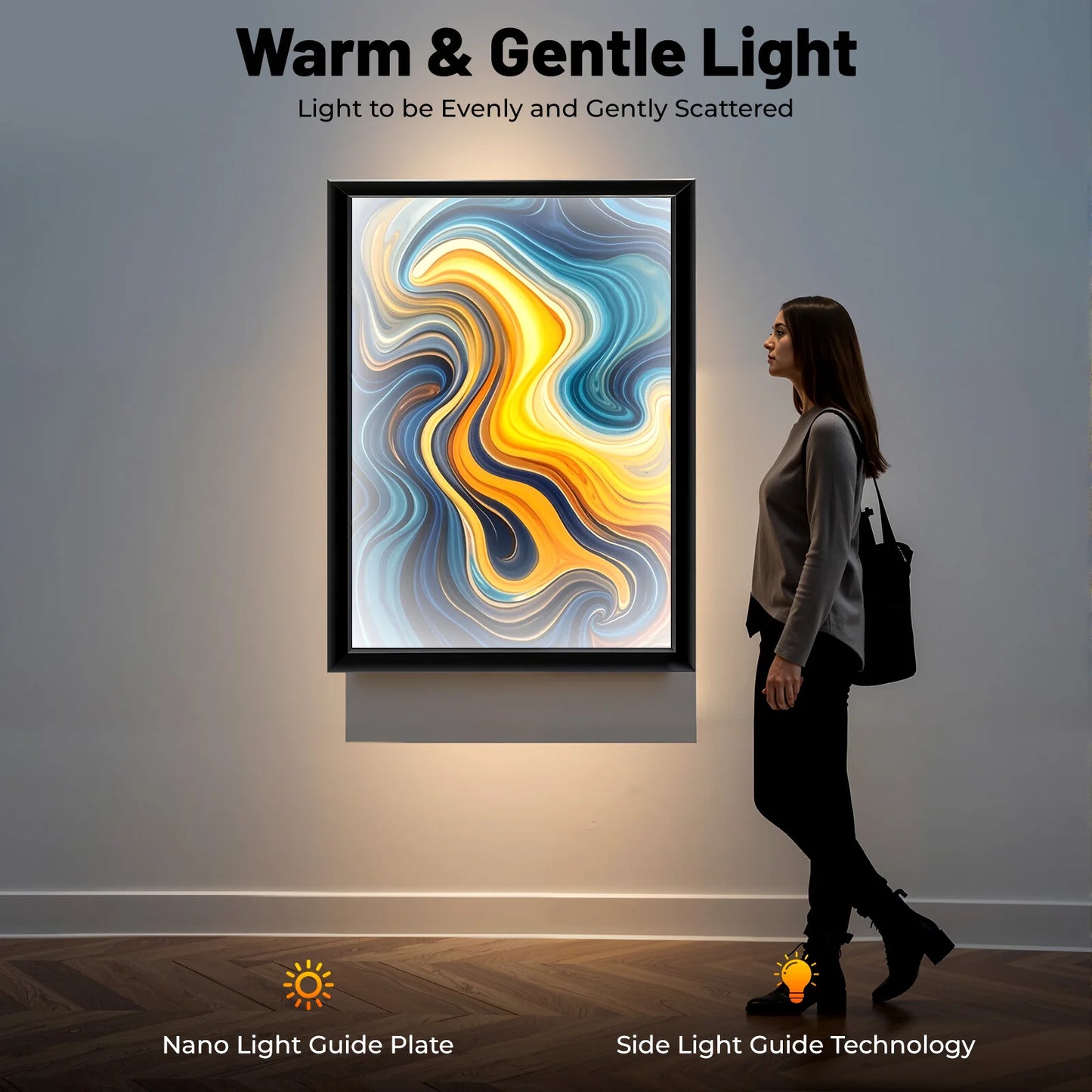 Bymaocar LED Poster Frame Acrylic Aluminum Alloy Display Warm Lighting