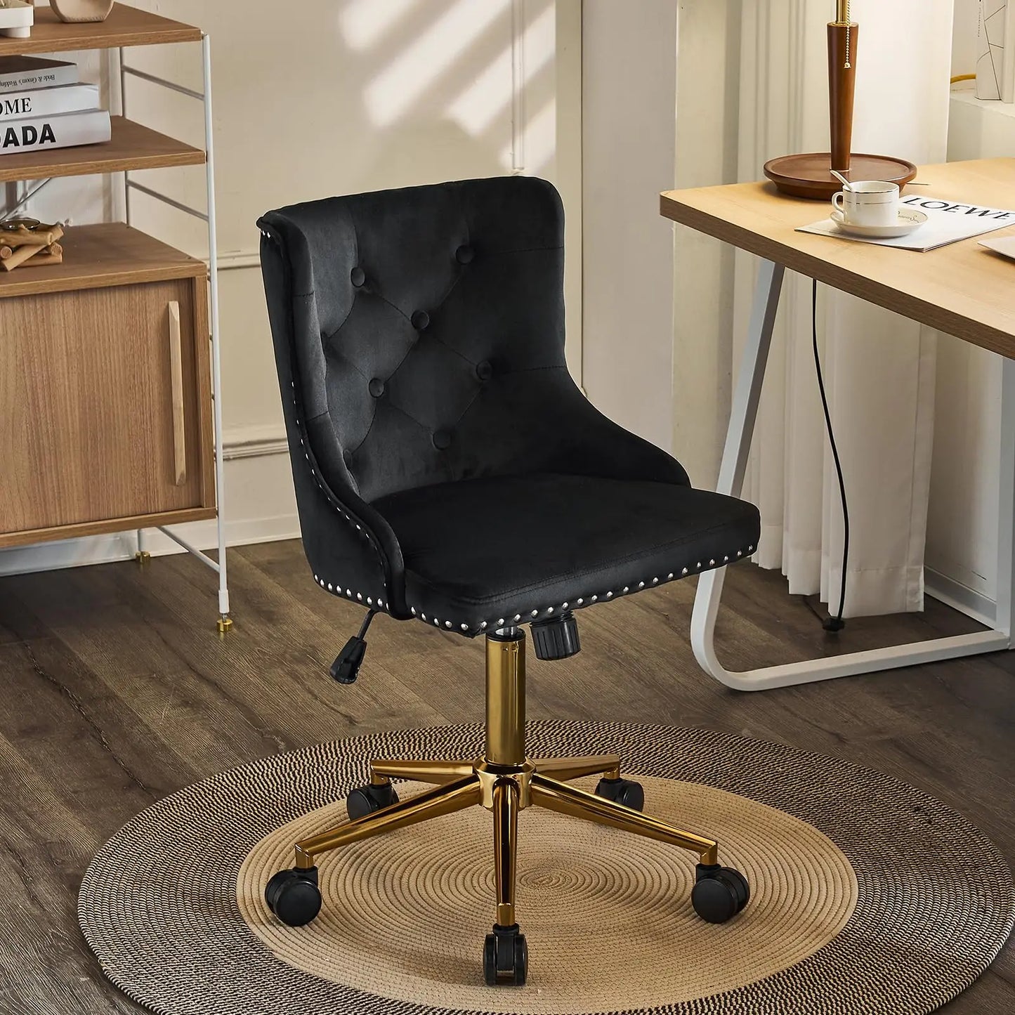 VINGLI Velvet Office Desk Chair Armless Vanity