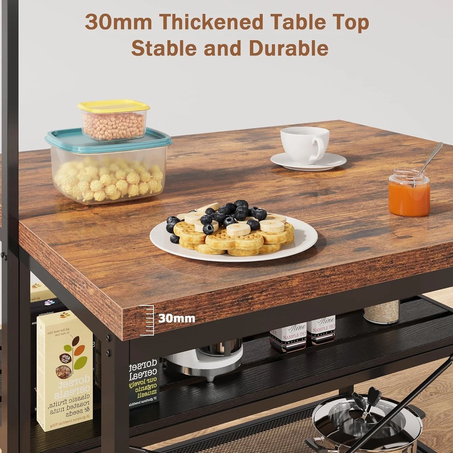Kitchen Island With Storage Microwave Stand And Bakers Rack