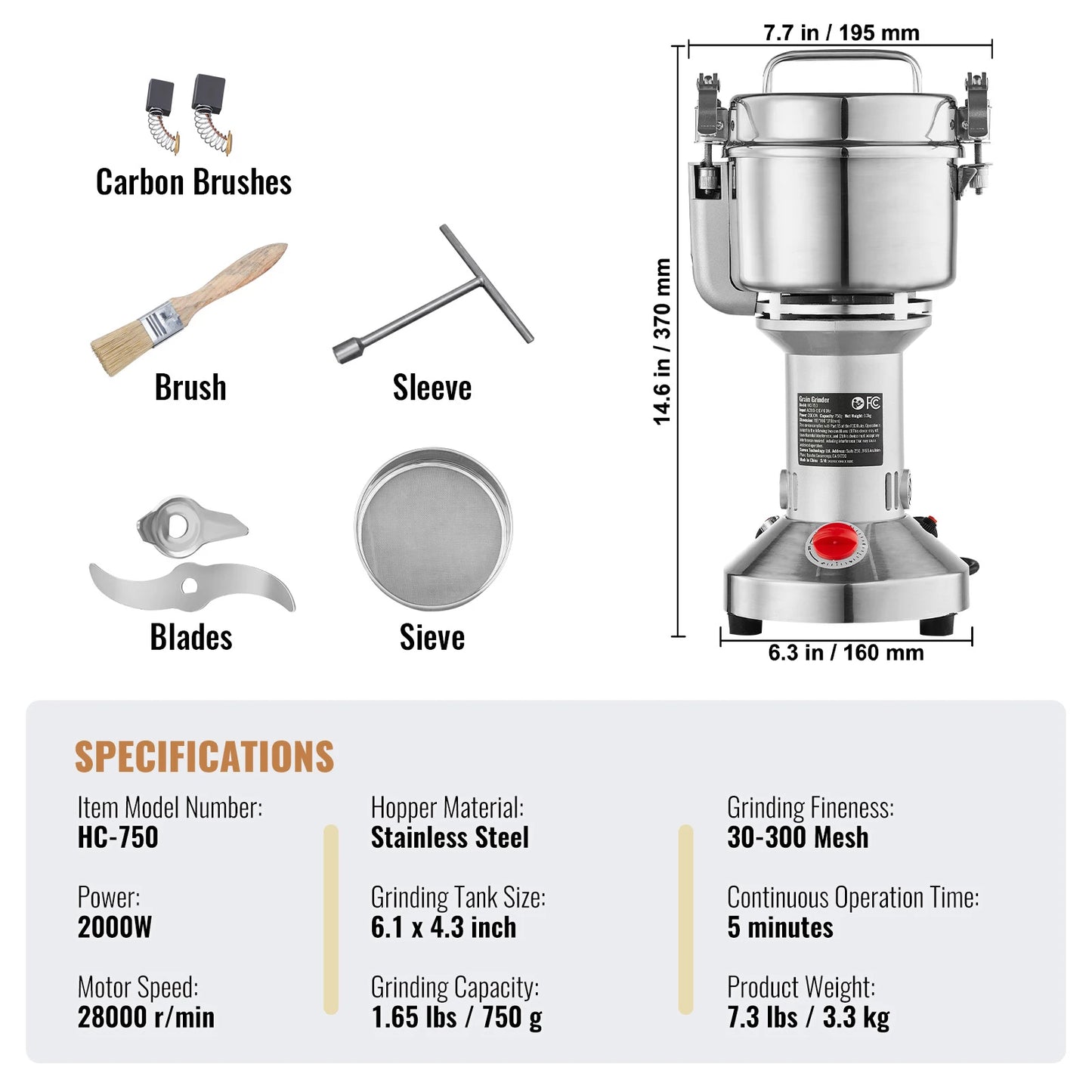 SucceBuy Electric Grain Mill Grinder For Dry Herbs And Spices