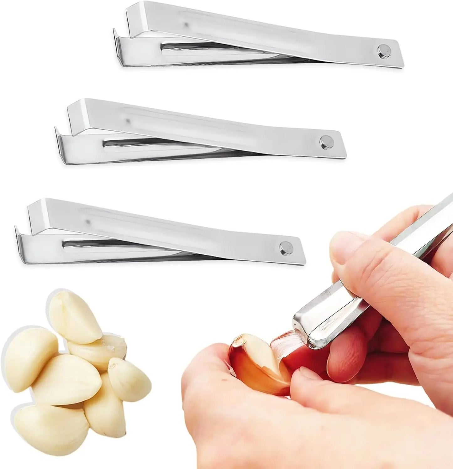 Stainless Steel Garlic Peelers 3 Pack For Easy Skin Removal