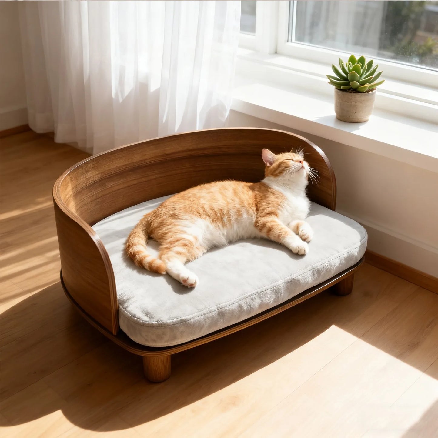 BORWART CN Wooden Elevated Pet Sofa For Dogs With Cushion