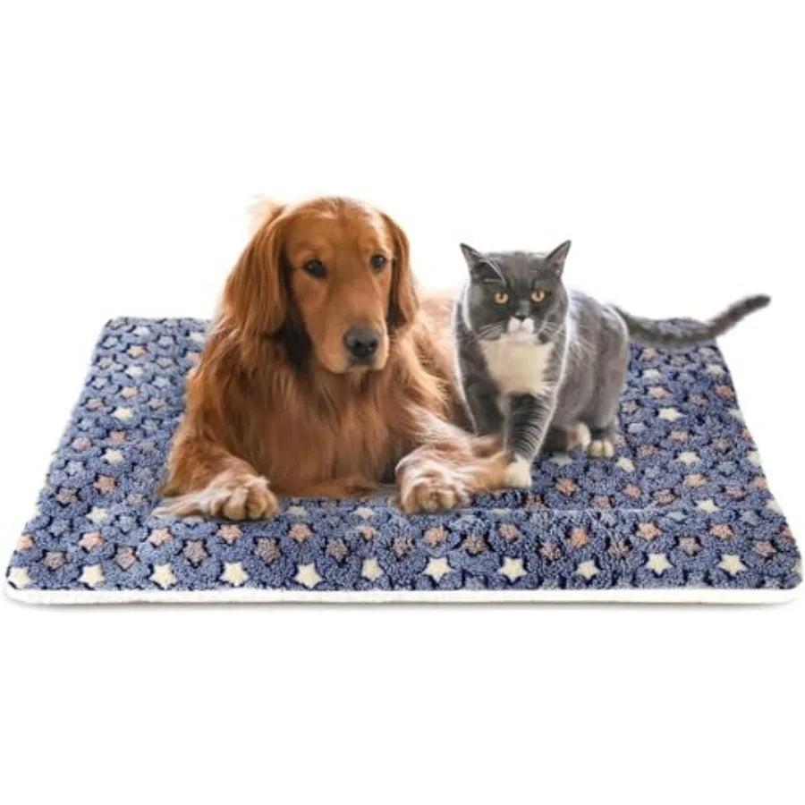 Ultra Soft Pet Bed Crate Pad With Star Print Fleece