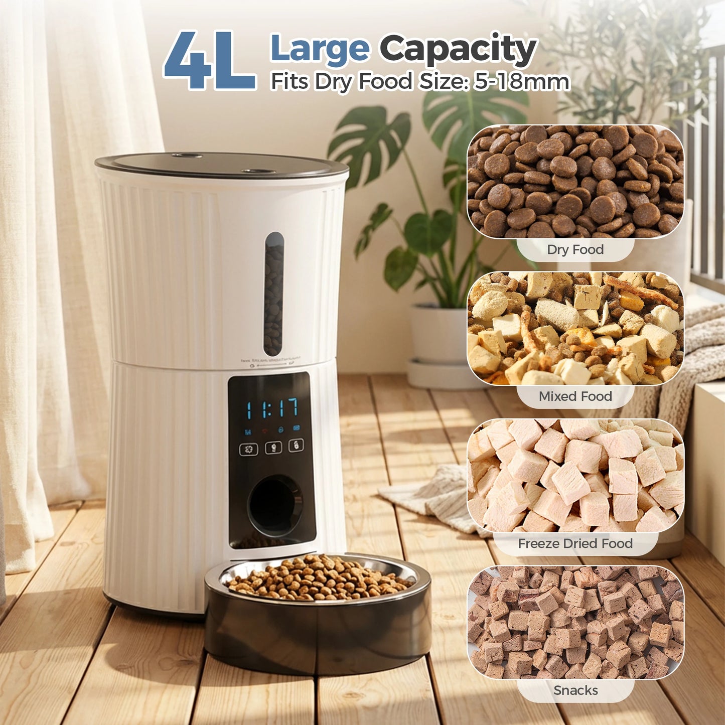 JHK Automatic Cat Feeder With WiFi Timed App Control