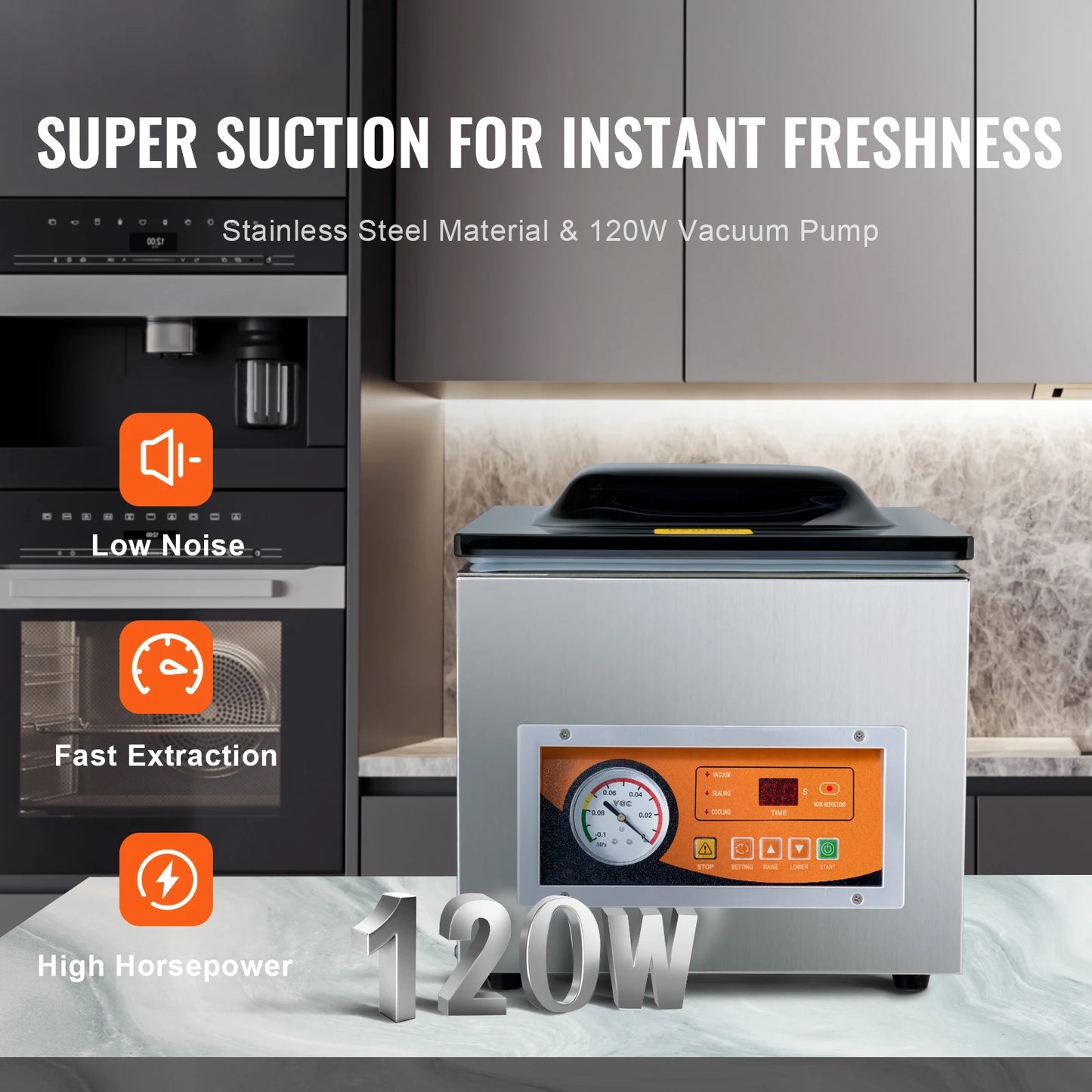Succebuy DZ-260S Chamber Vacuum Sealer 260W For Wet Foods Meats