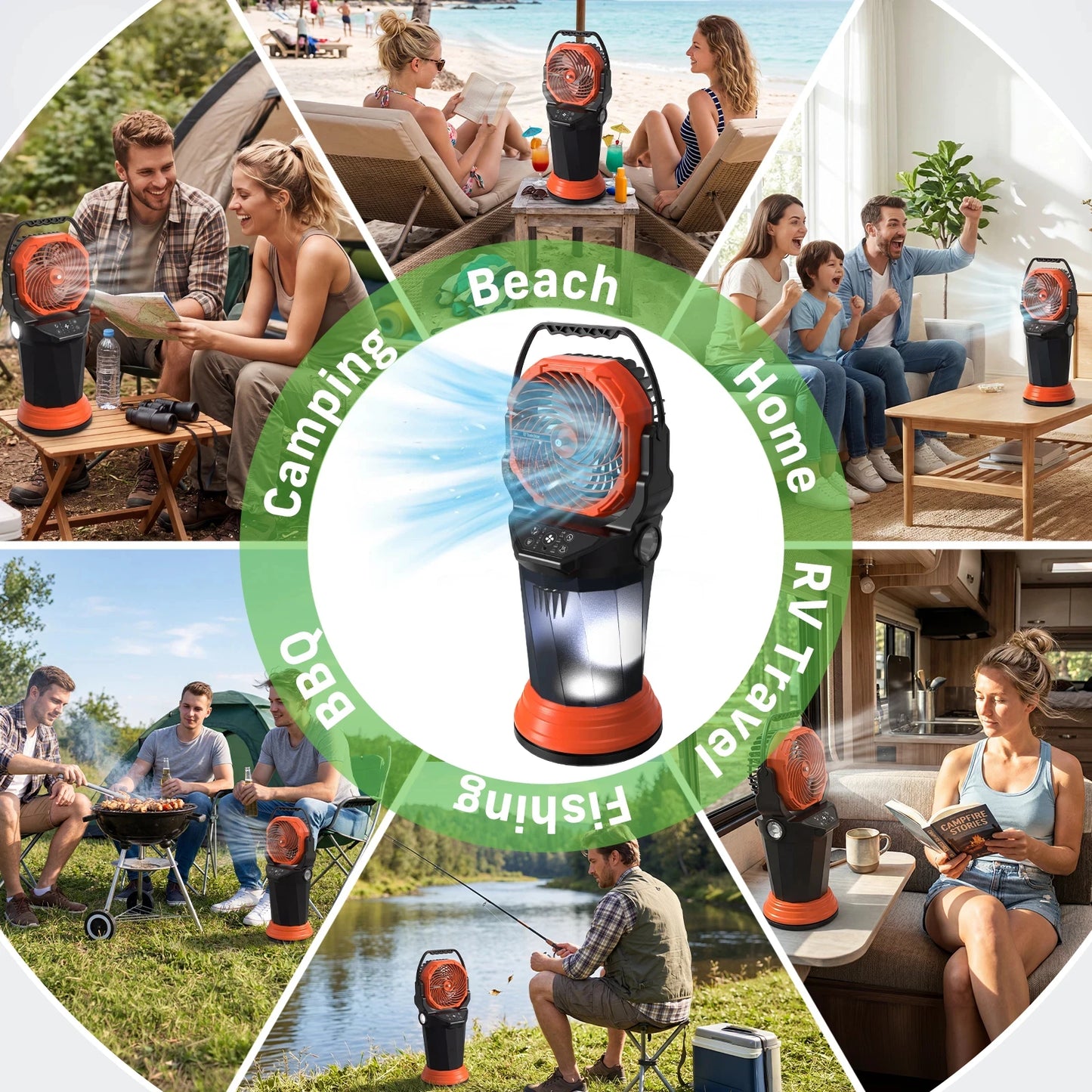 Portable Misting Fan With 3 Nozzles RGB Light Remote Control