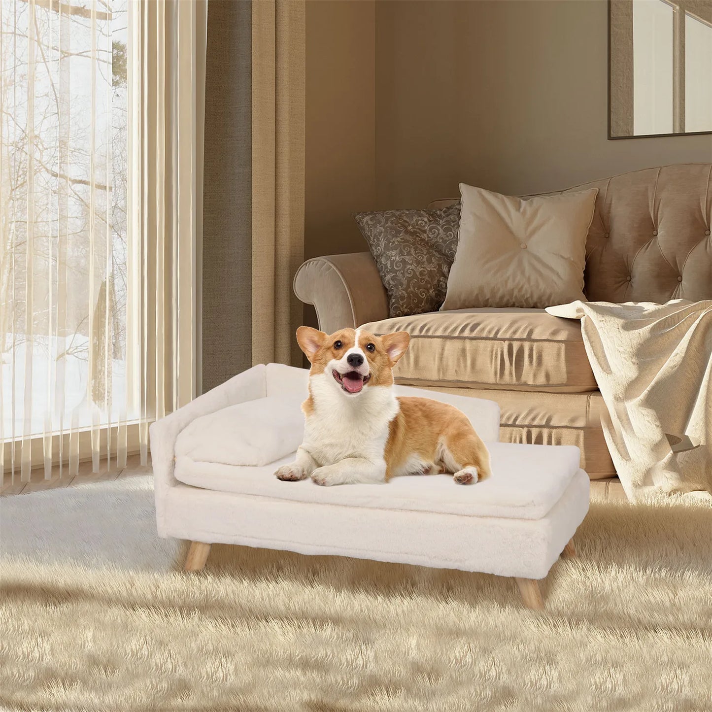 BINGOPAW Elevated Nordic Pet Bed With Cozy Pad Waterproof