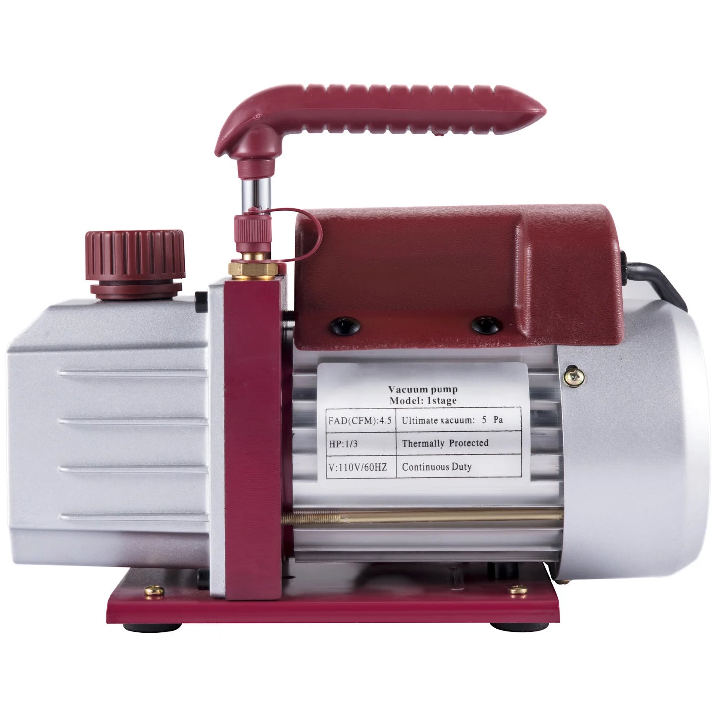 SucceBuy 4.5 CFM 1/3 HP Refrigerant Vacuum Pump Single Stage For HVAC Systems