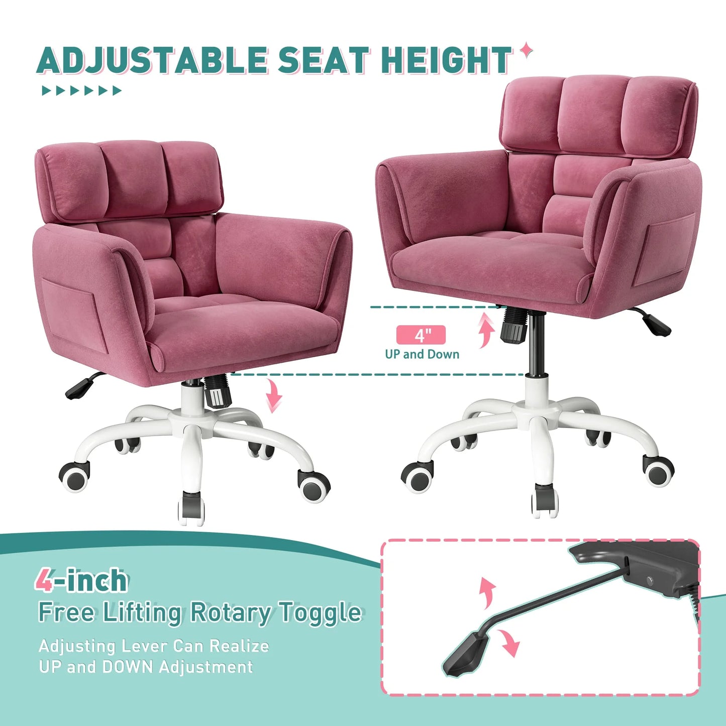 EnHomee Home Office Chair With Arms Wheels Adjustable Height Desk Chair