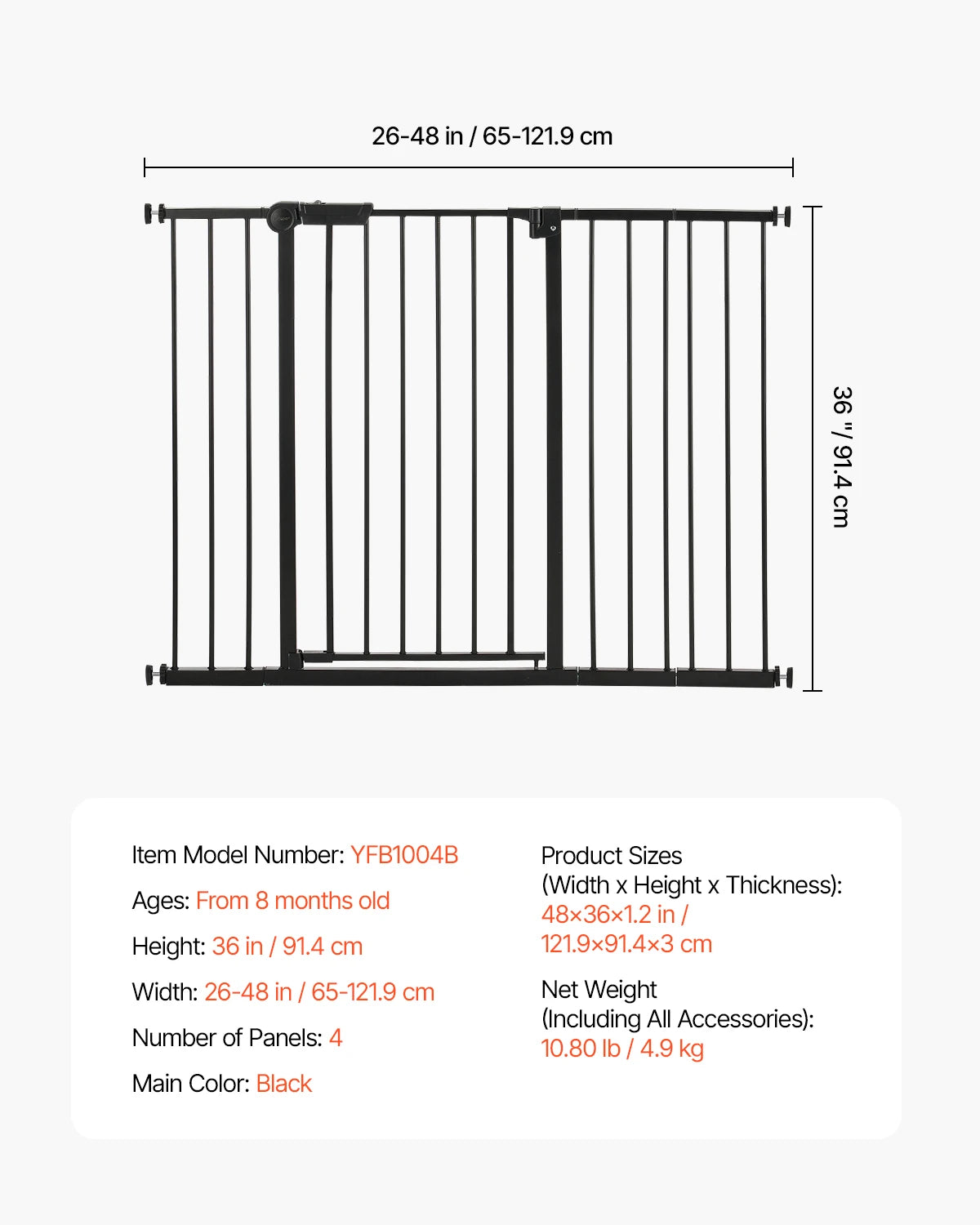 SucceBuy Baby Gate Pressure Mount Walk Through For Home Doorways