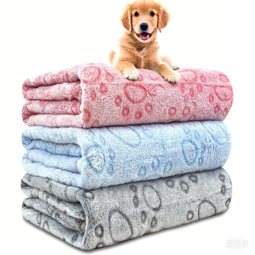 Ultra Soft Paw Print Dog Blanket For Indoor Outdoor Washable