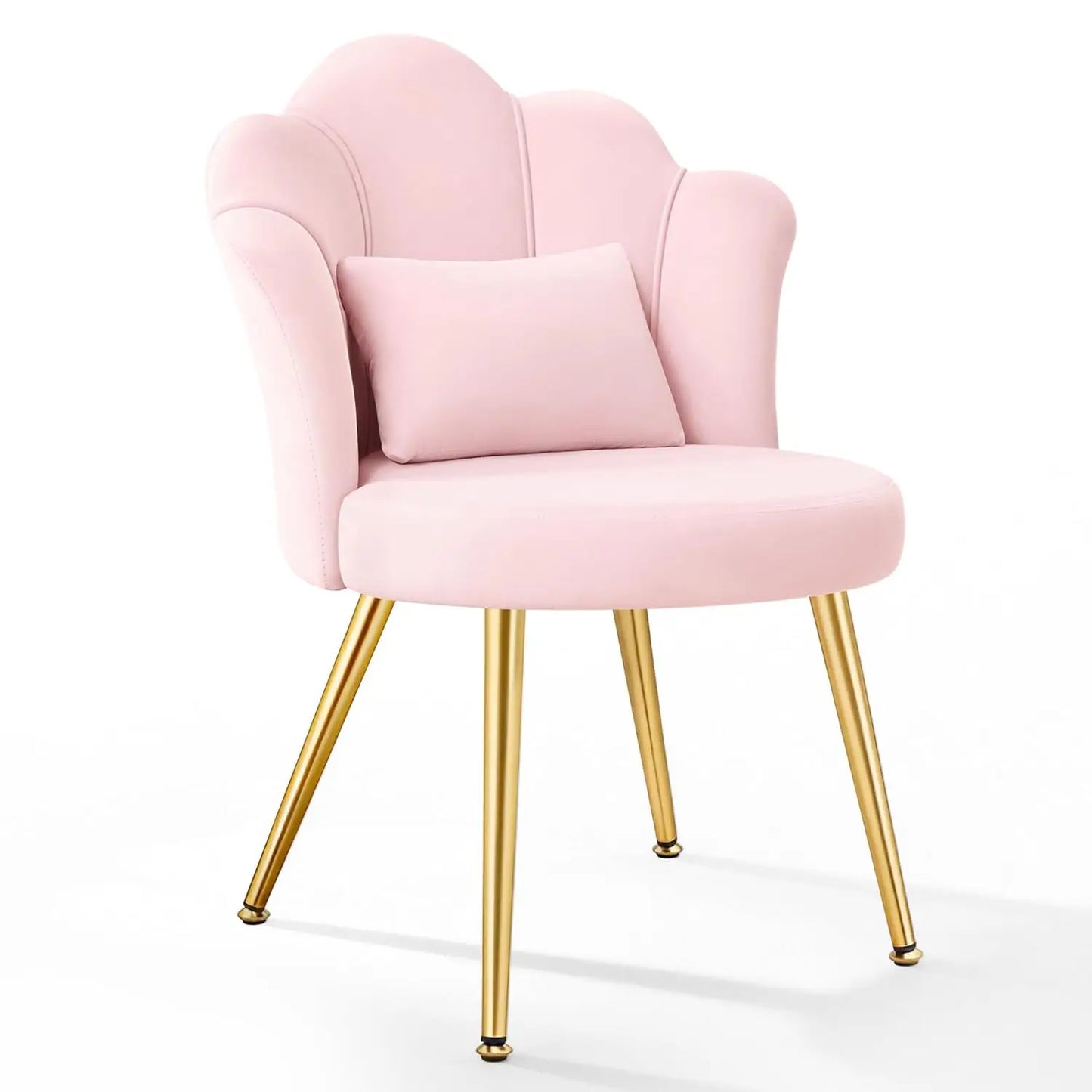 Petal Vanity Chair With Flower Backrest And Golden Metal Legs