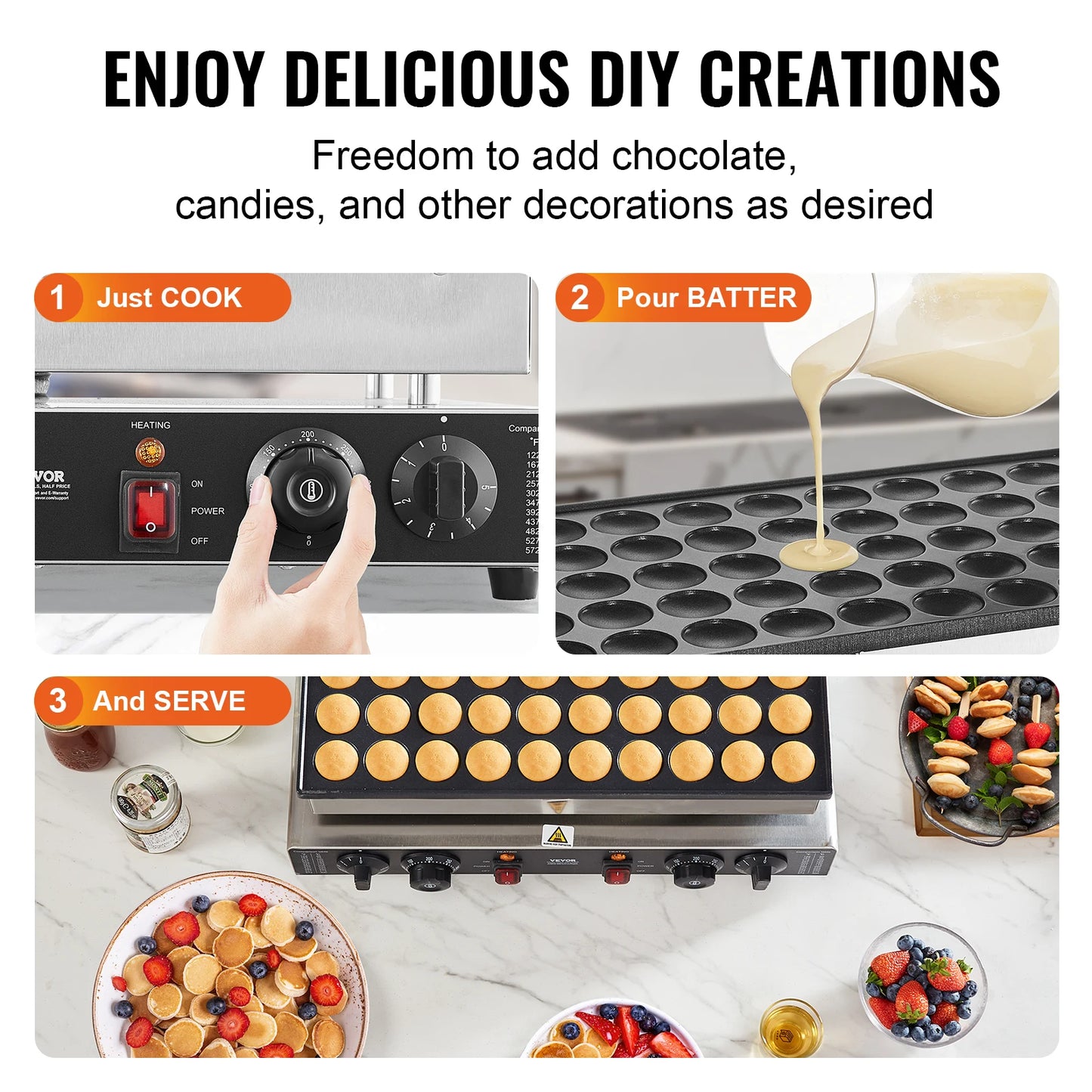 SucceBuy Mini Dutch Pancake Maker Waffle Baker Nonstick Commercial