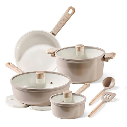 XMSJ 12 Piece Ceramic Nonstick Cookware Set Healthy Kitchen