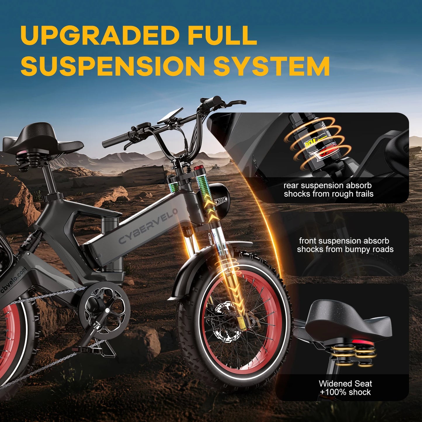 CYBERVELO Fat Tire 2000W Foldable E Bike Removable 48V EK6