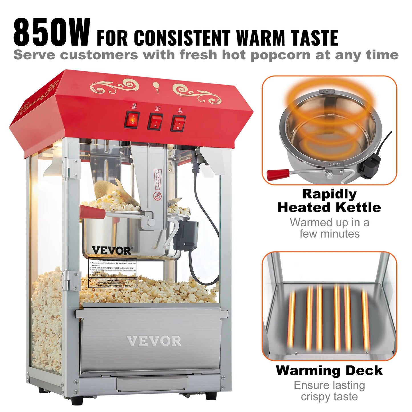 SucceBuy Electric Popcorn Maker Commercial Popper For Restaurants